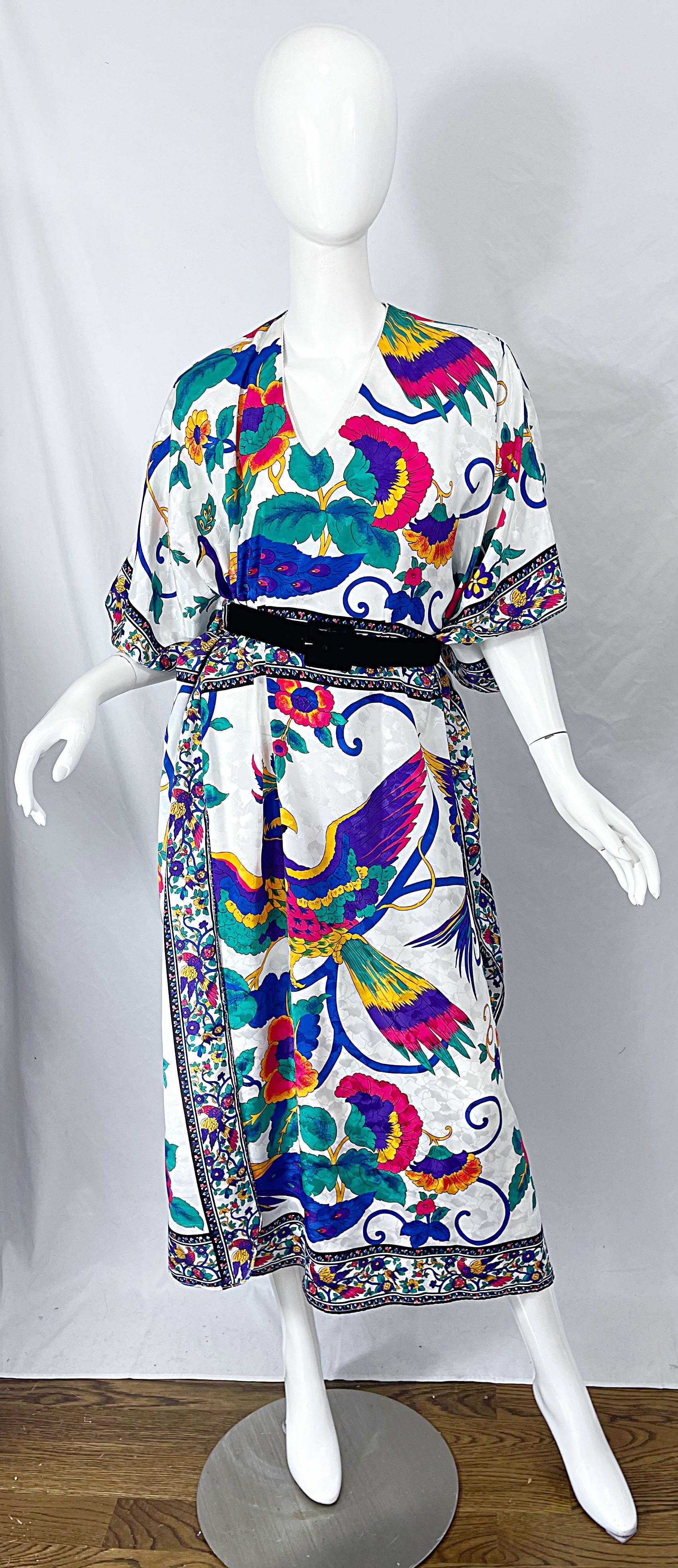 Vintage Ruth Norman für Neiman Marcus Pfau Neuheit Druck Kaftan Maxikleid 5