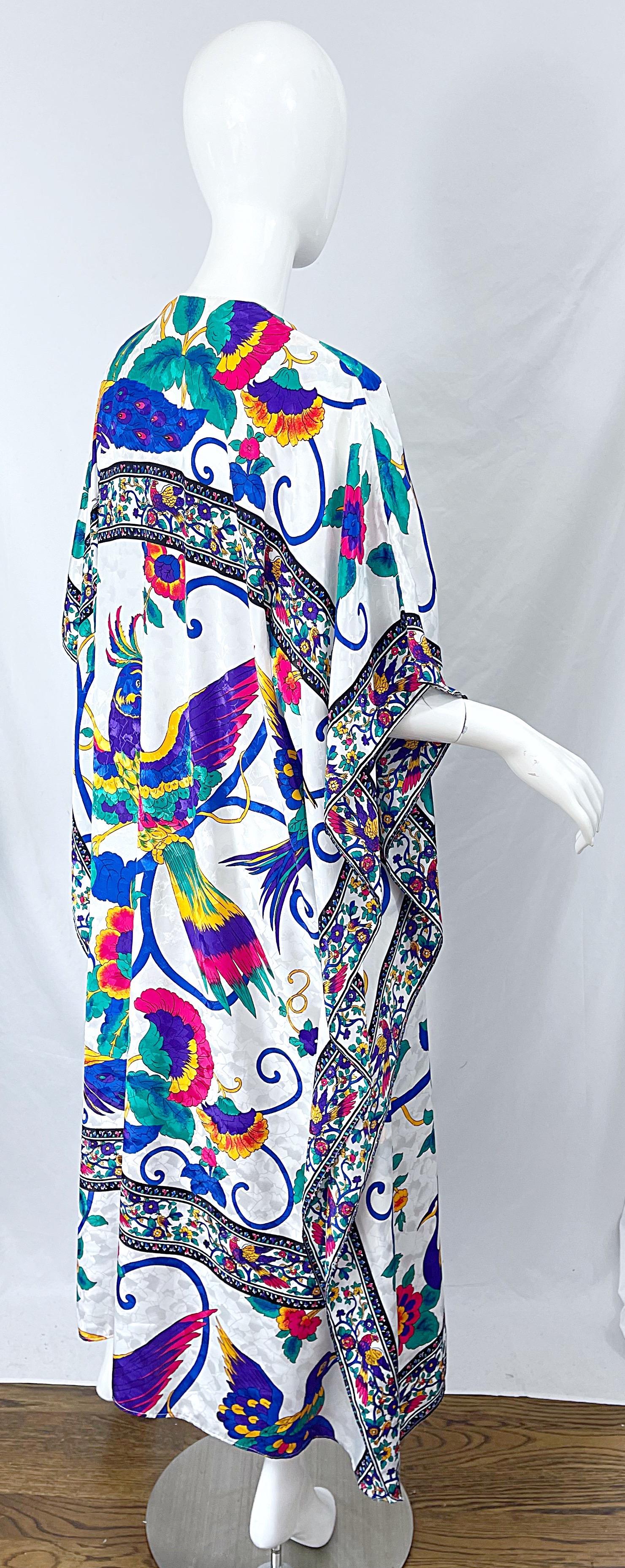 Vintage Ruth Norman für Neiman Marcus Pfau Neuheit Druck Kaftan Maxikleid 6