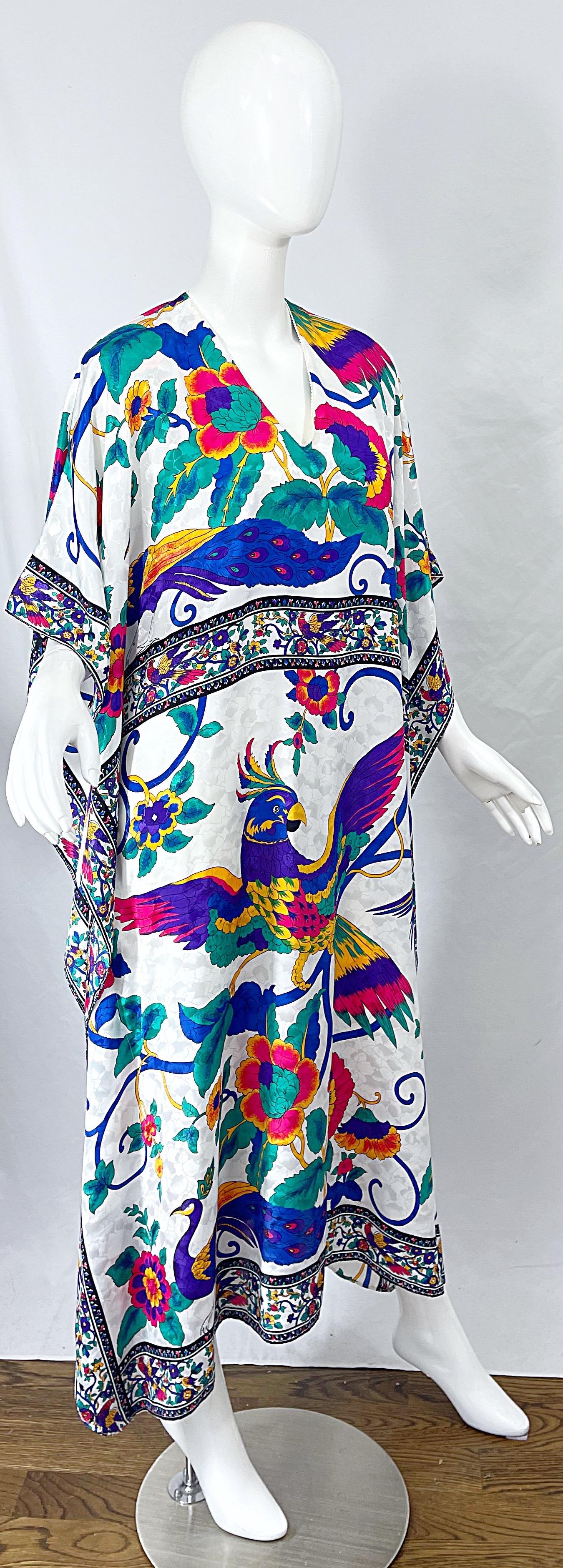Vintage Ruth Norman für Neiman Marcus Pfau Neuheit Druck Kaftan Maxikleid 7