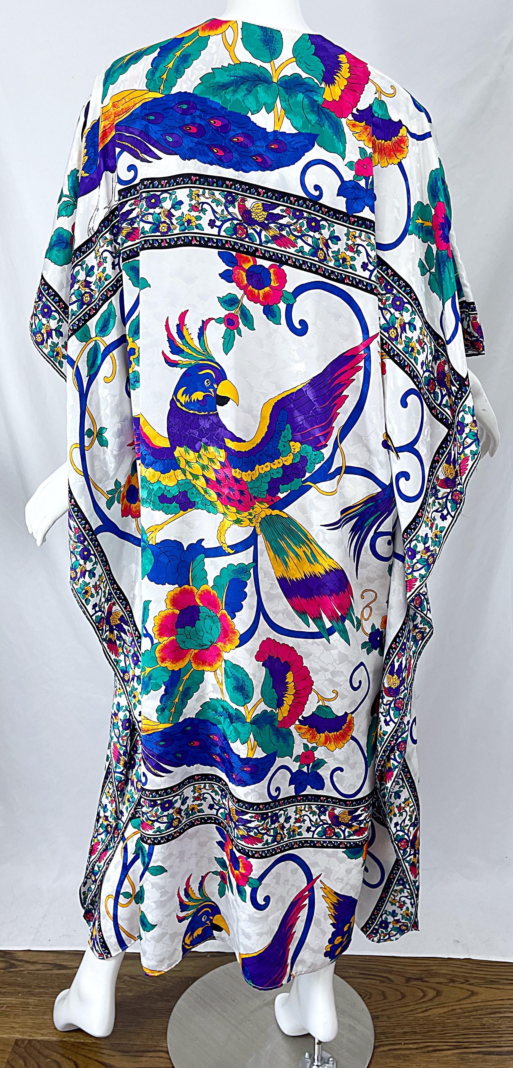 Vintage Ruth Norman für Neiman Marcus Pfau Neuheit Druck Kaftan Maxikleid 8