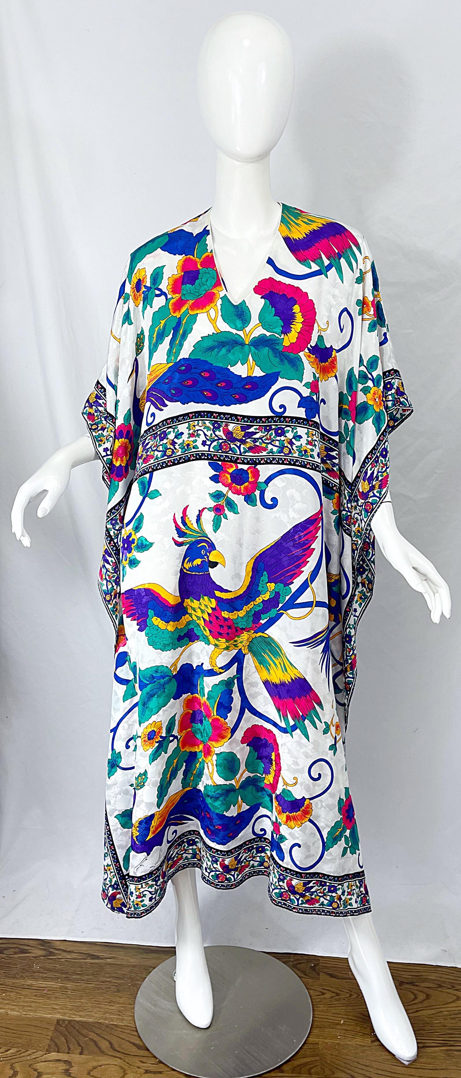 Vintage Ruth Norman für Neiman Marcus Pfau Neuheit Druck Kaftan Maxikleid 9