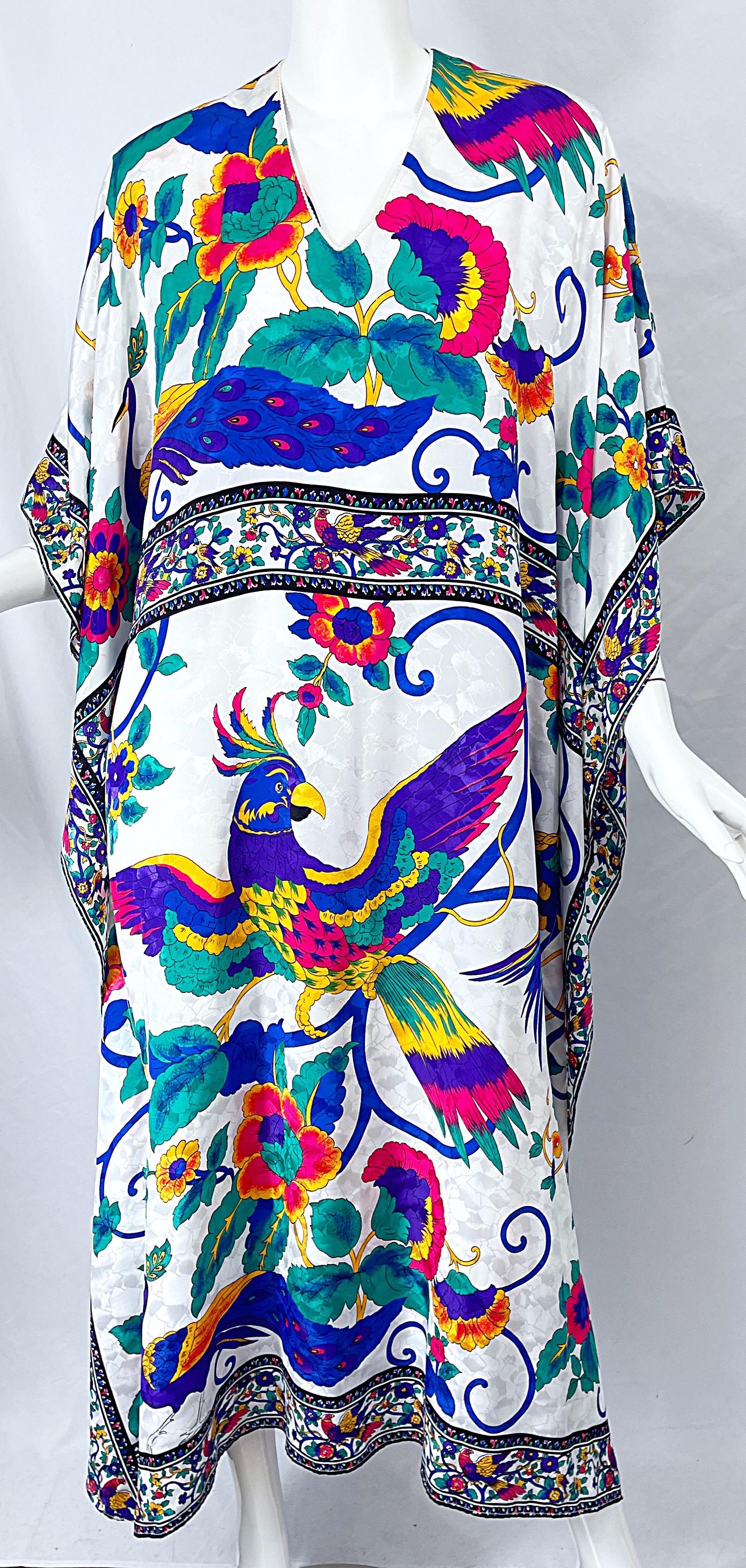 Vintage Ruth Norman für Neiman Marcus Pfau Neuheit Druck Kaftan Maxikleid 3