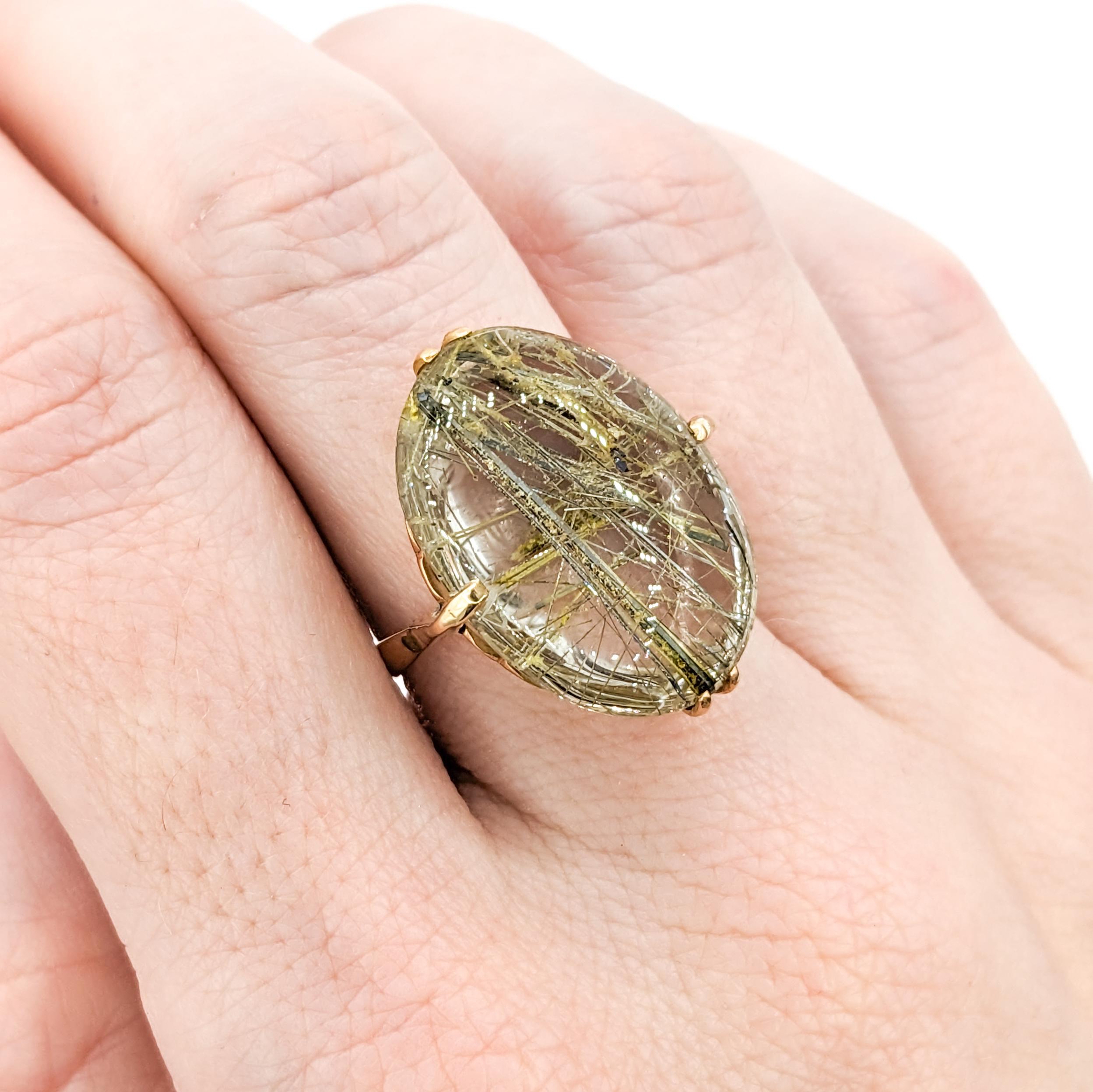 Vintage Rutilated Quartz Ring In Yellow Gold For Sale 6