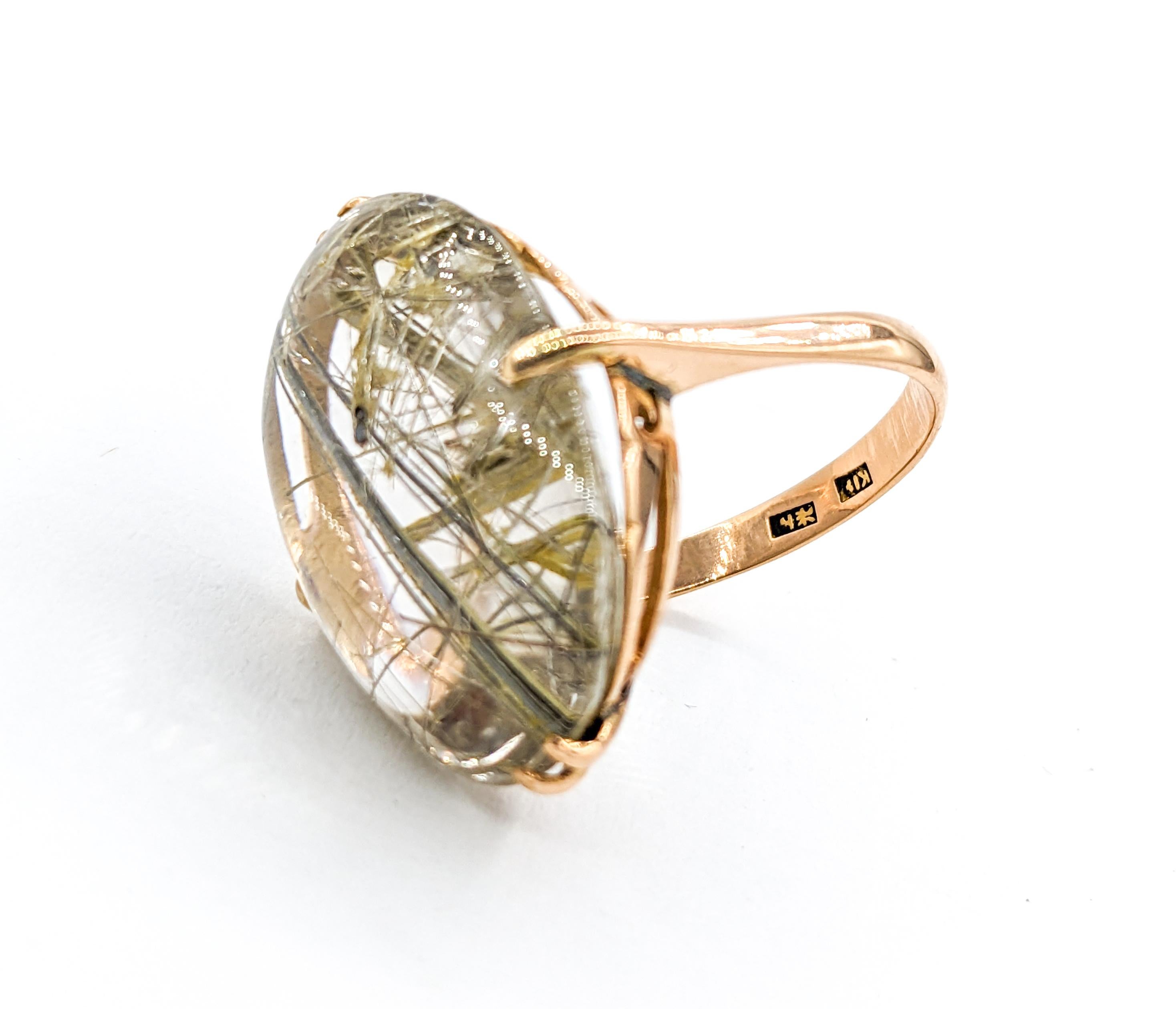 Vintage Rutilated Quartz Ring In Yellow Gold For Sale 3