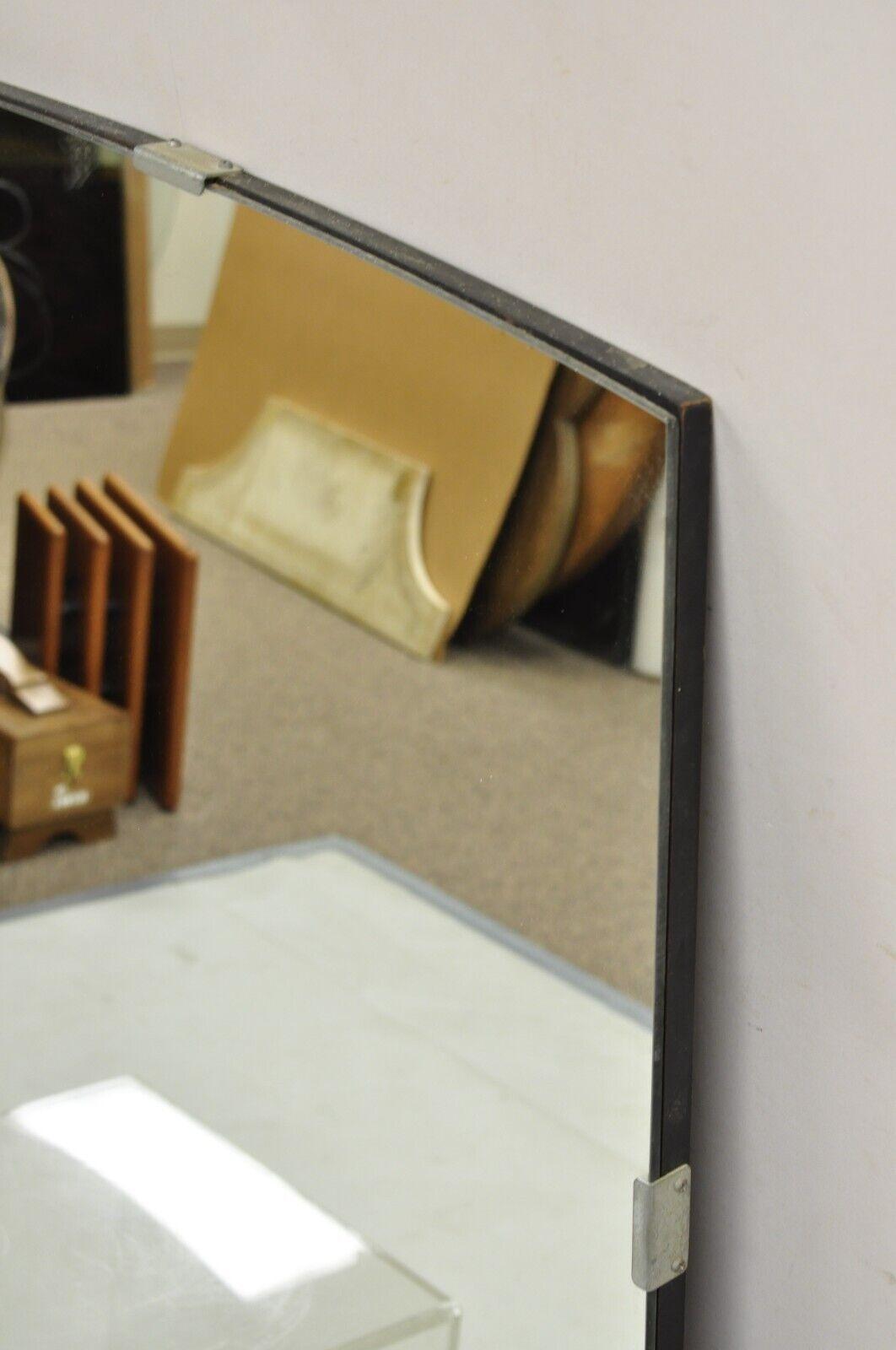 Vintage Rway Mid Century Modern Minimalist Glass Rectangular Bowed Wall Mirror For Sale 1