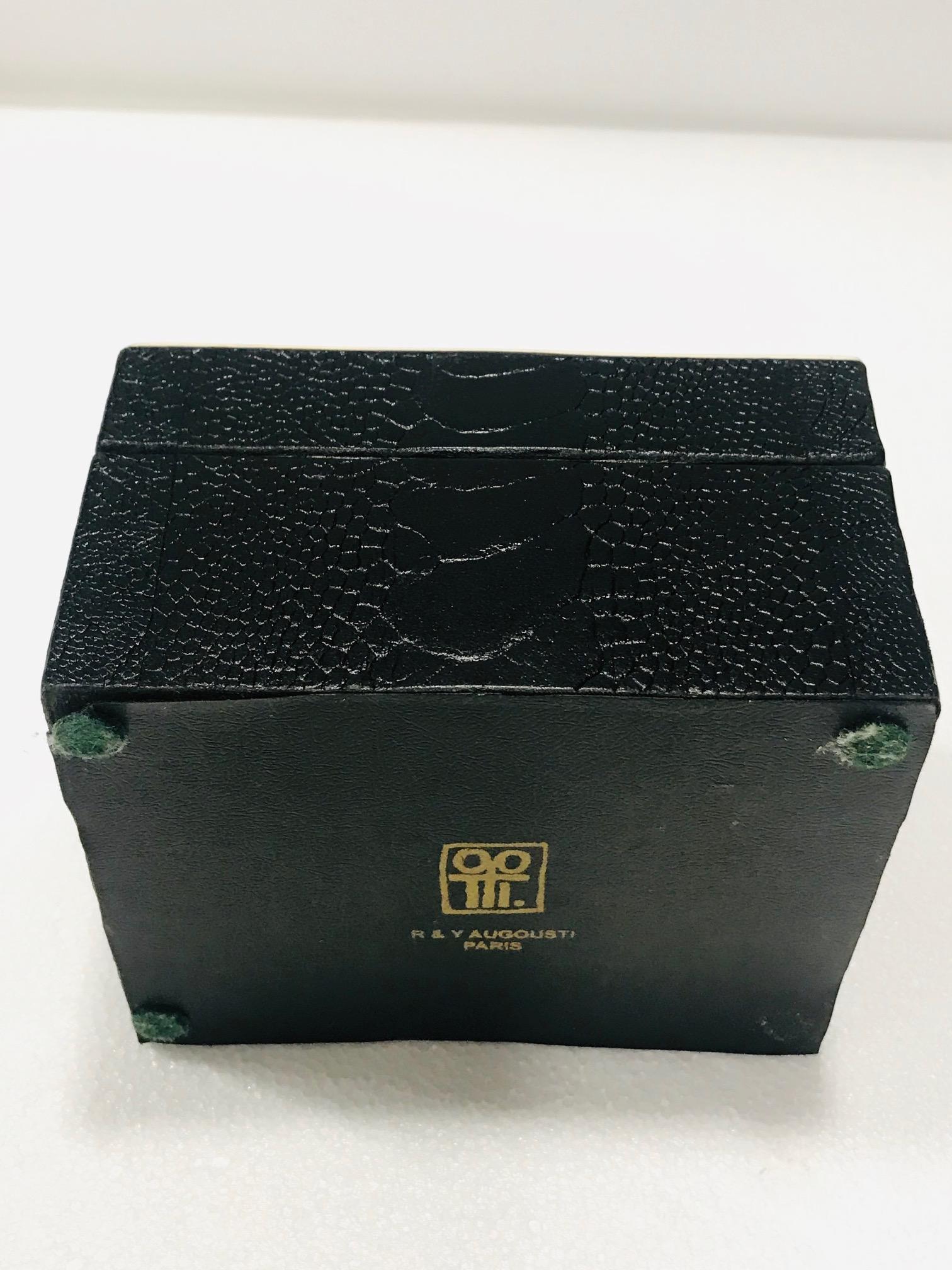 Vintage R&Y Augousti Decorative Box in Black Ostrich Leather and Bone circa 2000 5
