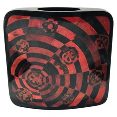 Vintage R&Y Augousti Decorative Vase in Mosaic Red & Black Pen-Shell, circa 2000