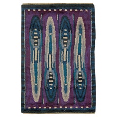High-quality Vintage Rya Blue and Purple Handmade Wool Rug