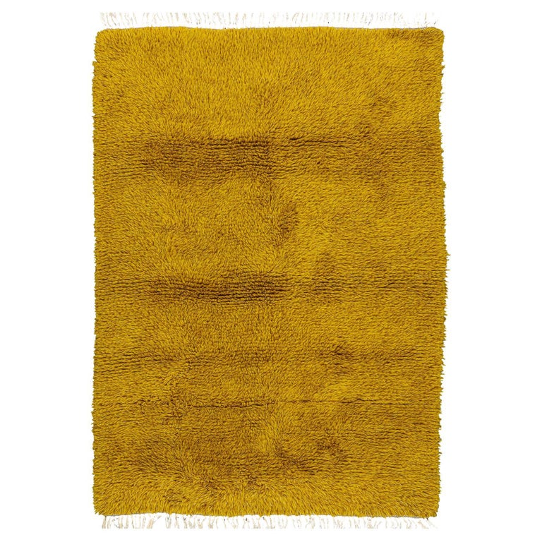 Bright Yellow Rug Vintage Rya Minimalist Design Swedish Bright Yellow Field Rug, 1950 ...