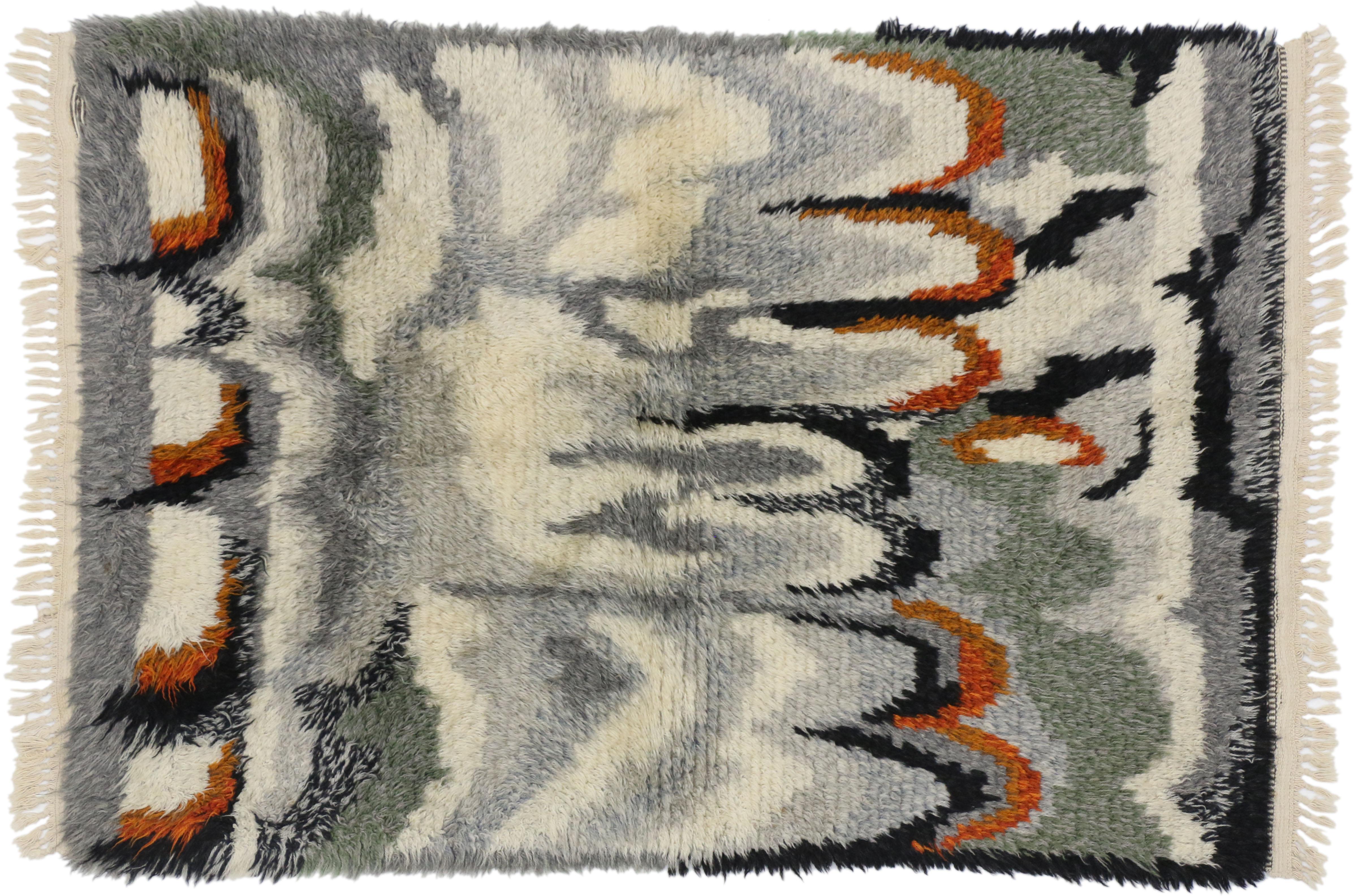 20th Century Scandinavian Modern Swedish Vintage Ege Rya Rug, Danish Design Shag Tapestry