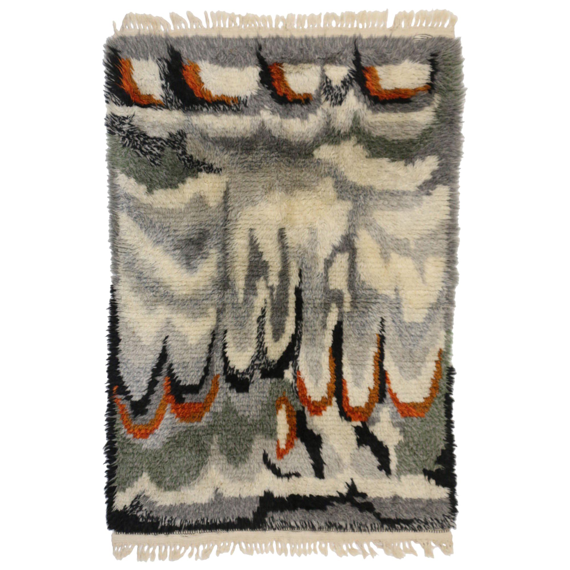 Scandinavian Modern Swedish Vintage Ege Rya Rug, Danish Design Shag Tapestry