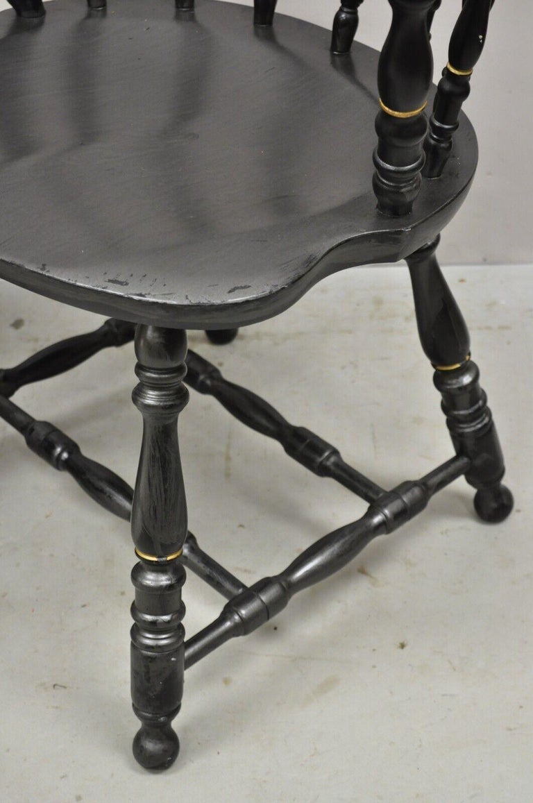 Vintage S. Bent and Bros Black Painted Eagle Colonial Style Pub Chairs