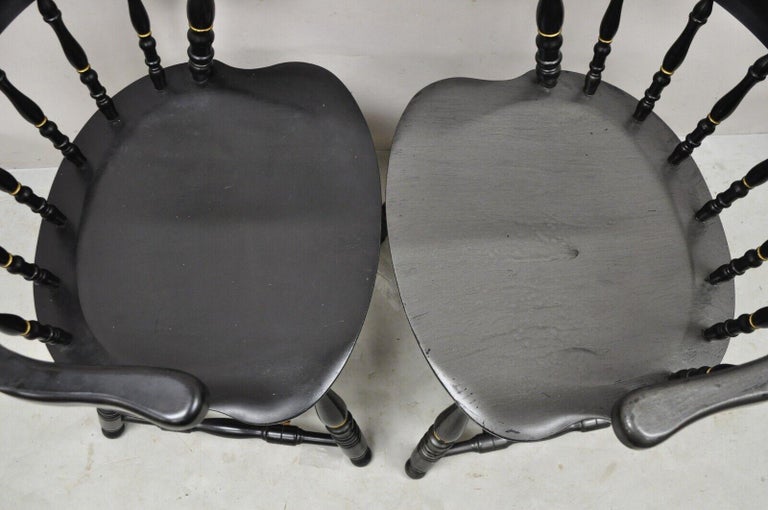 Vintage S. Bent and Bros Black Painted Eagle Colonial Style Pub Chairs