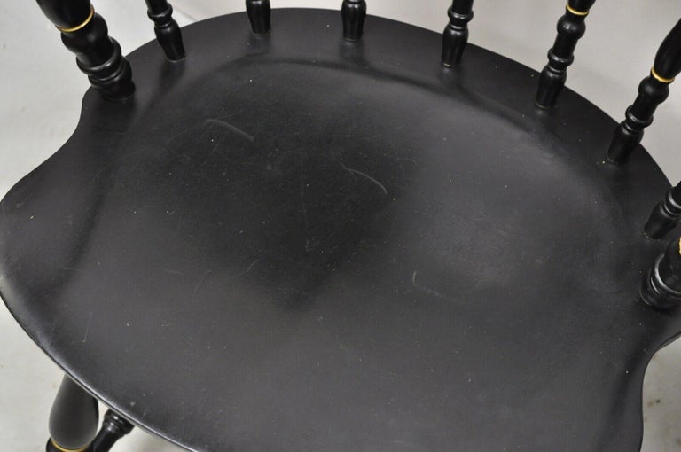Vintage S. Bent and Bros Black Painted Eagle Colonial Style Pub Chairs