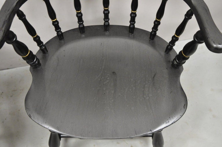 Vintage S. Bent and Bros Black Painted Eagle Colonial Style Pub Chairs