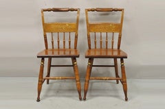 Vintage S. Bent Bros Maple Wood Hitchcock Colonial Style Chairs, a Pair