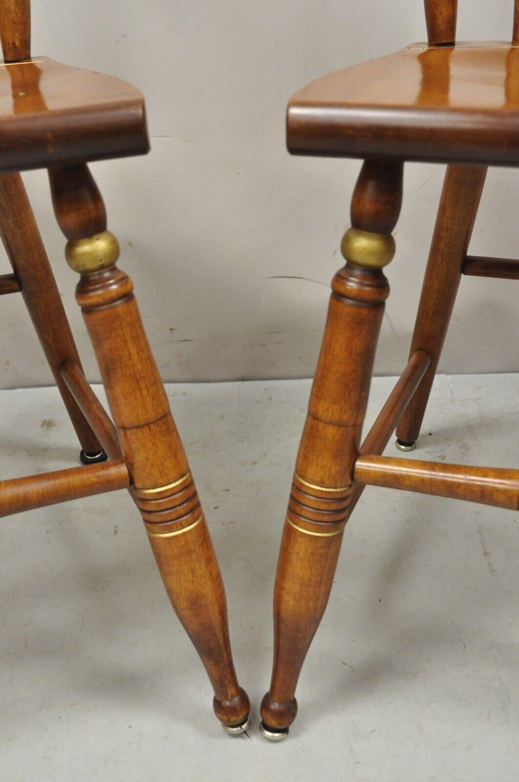 20th Century Vintage S. Bent Bros Maple Wood Hitchcock Colonial Style Chairs, a Pair
