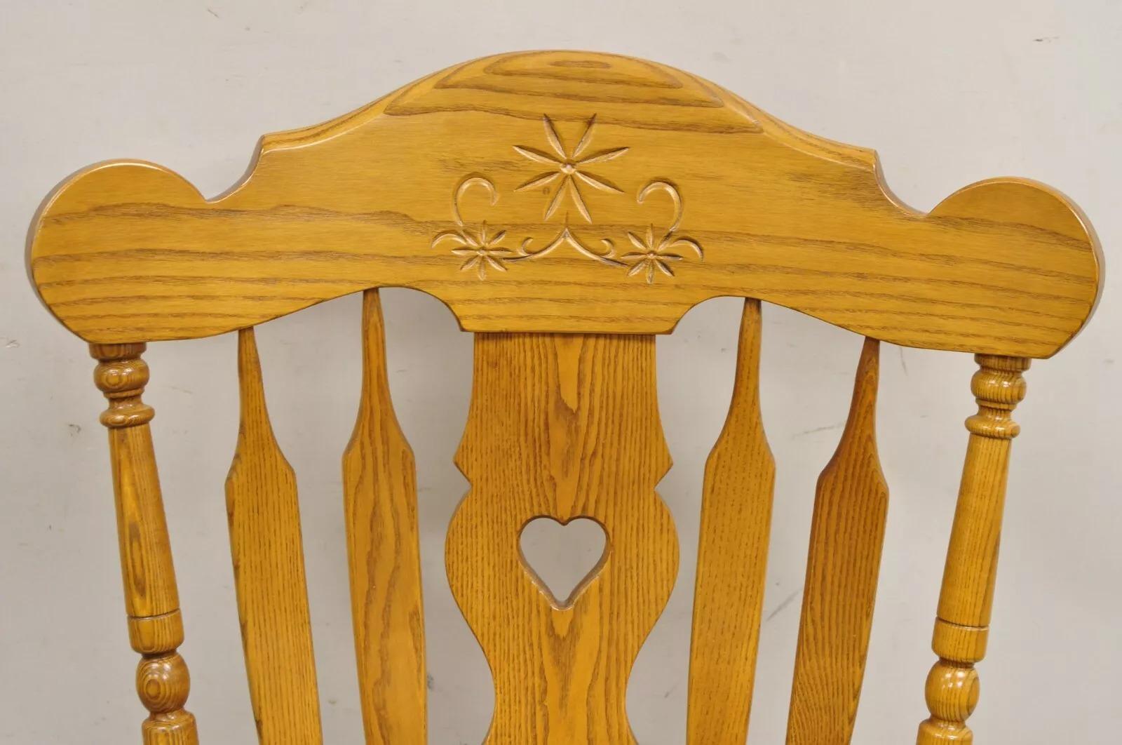 Unknown Vintage S. Bent & Bros. Victorian Amish Style Oak Wood Rocker Rocking Chair