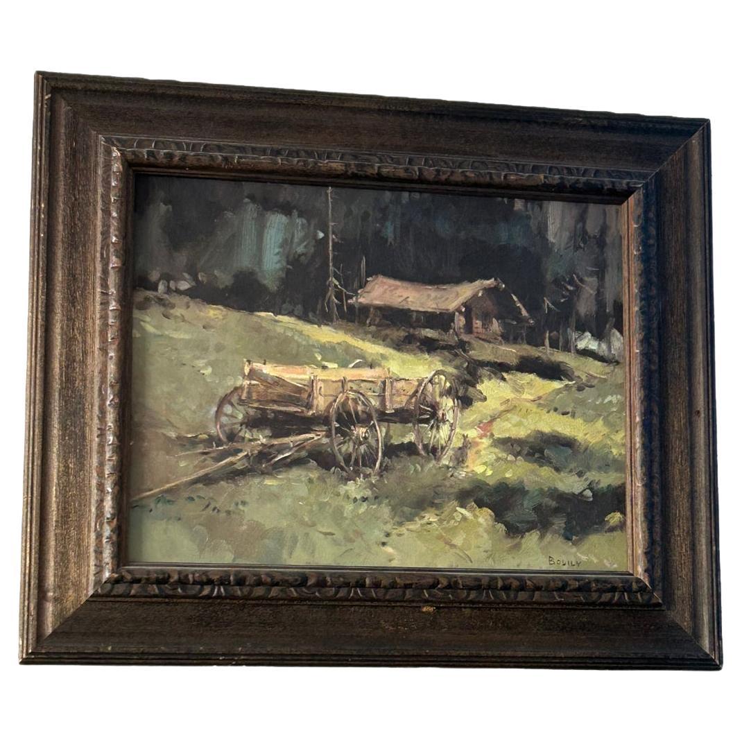 Vintage S. Bodily Signed Original Oil Painting Framed Western Landscape For Sale