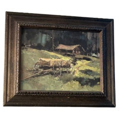 Vintage S. Bodily, pittura ad olio originale firmata e incorniciata, paesaggio occidentale