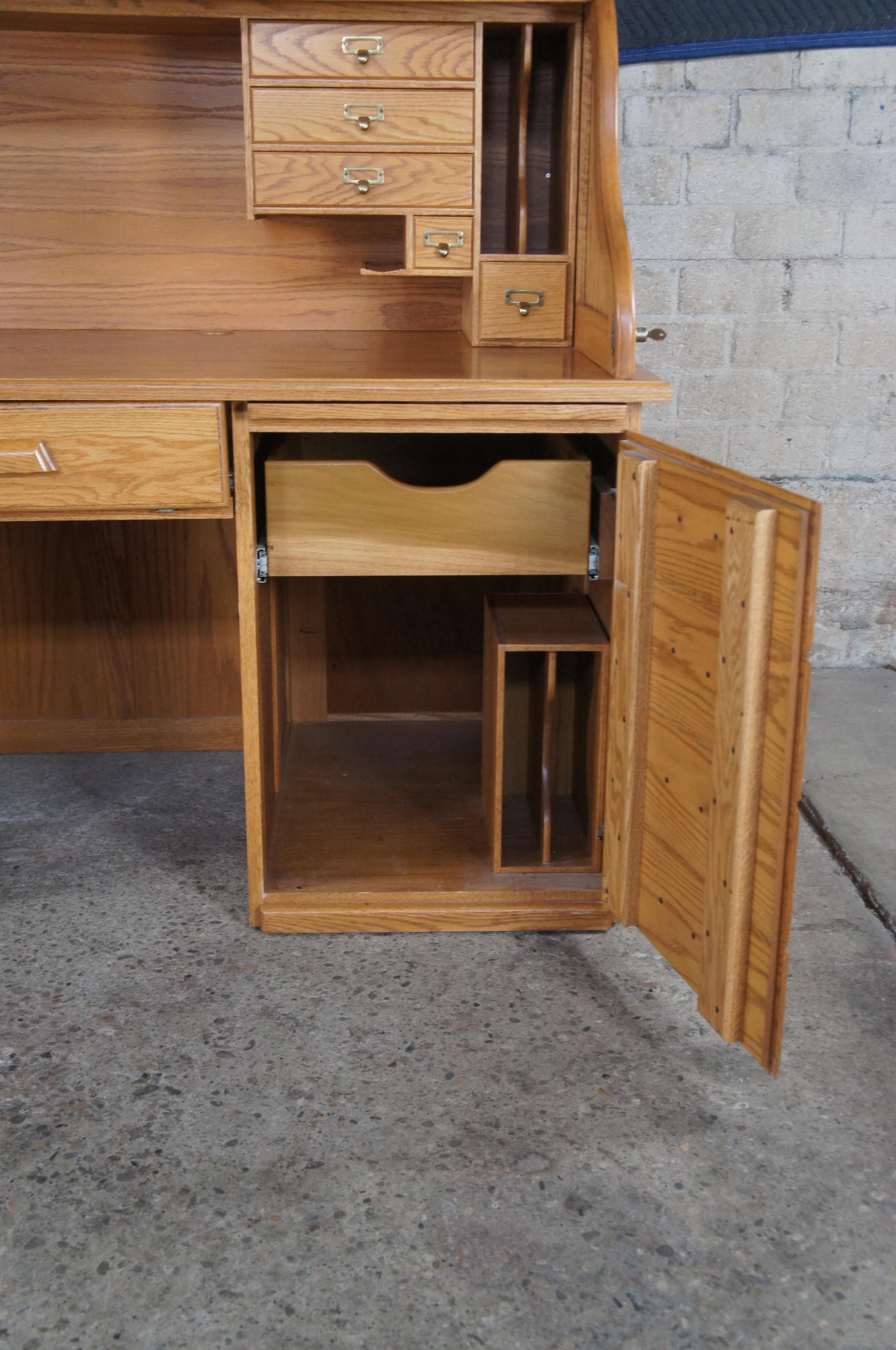 Vintage S Curve Tambour Roll Top Secretary Office Library Banker Writing Desk 4