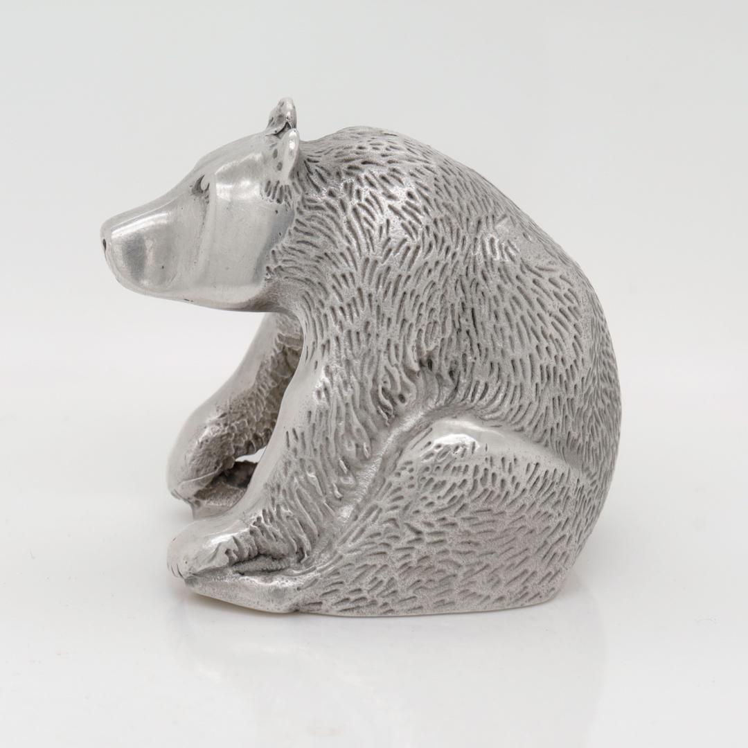 Vintage S. Kirk & Son Sterling Silver Miniature Bear Figurine In Good Condition For Sale In Philadelphia, PA