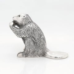 Figurita vintage de castor en miniatura de plata de ley S. Kirk & Son