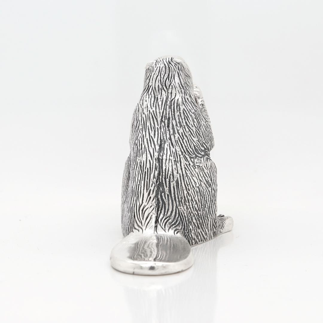 Vintage S. Kirk & Son Sterling Silver Miniature Beaver Figurine In Good Condition For Sale In Philadelphia, PA