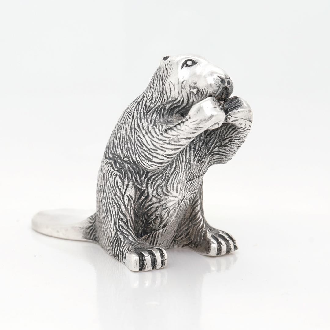 Vintage S. Kirk & Son Sterling Silver Miniature Beaver Figurine For Sale 1