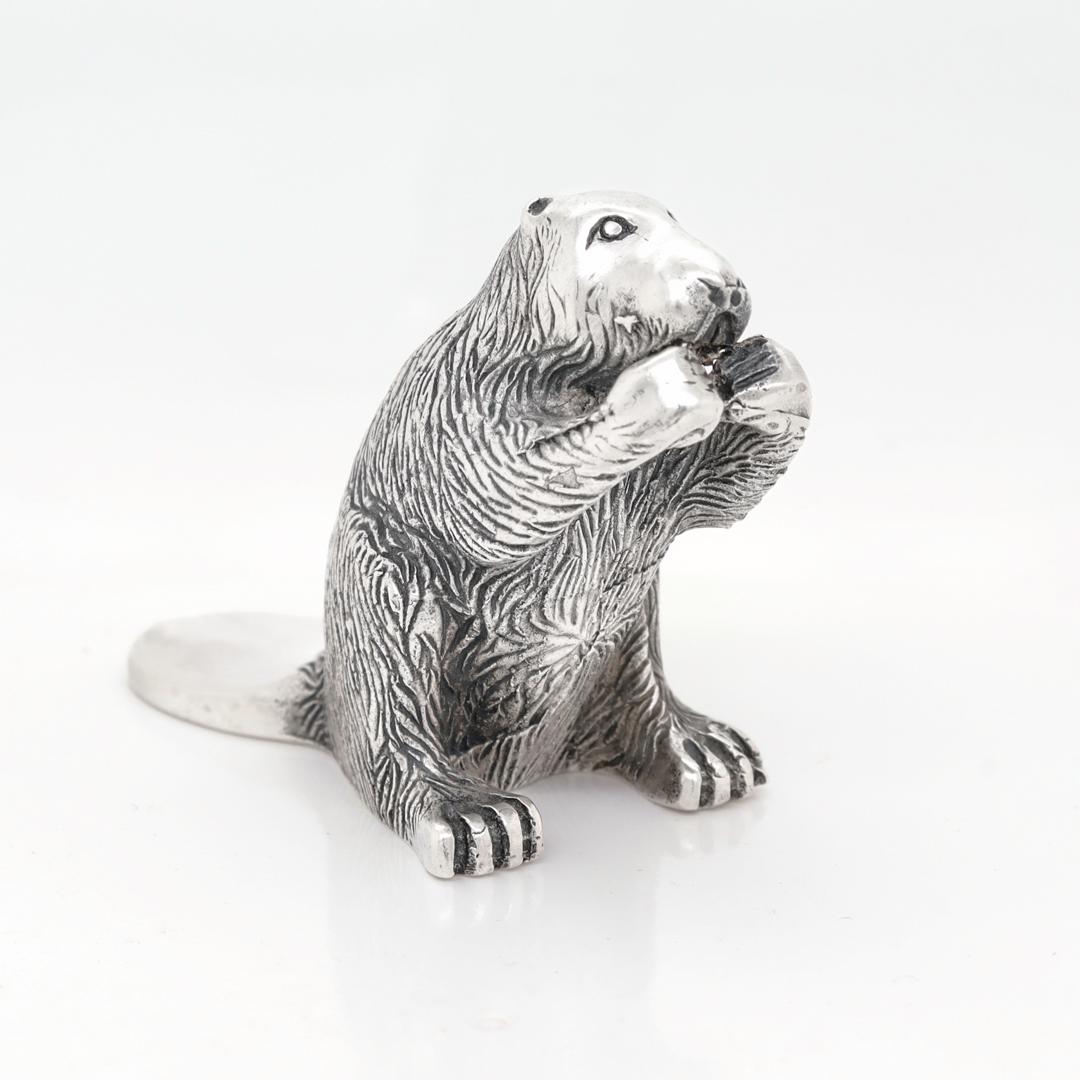 Vintage S. Kirk & Son Sterling Silver Miniature Beaver Figurine For Sale 2