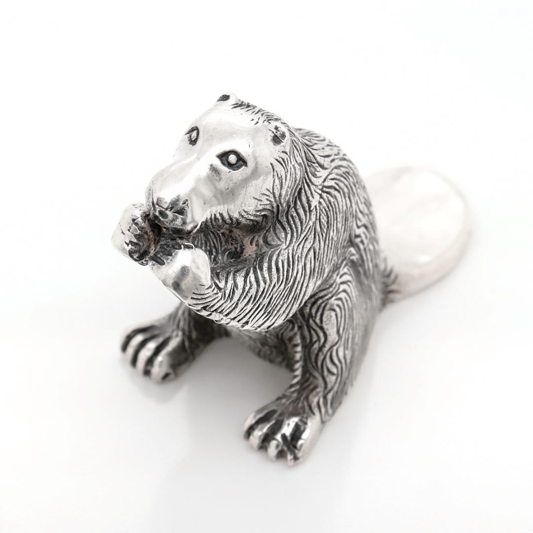 Vintage S. Kirk & Son Sterling Silver Miniature Beaver Figurine For Sale 3