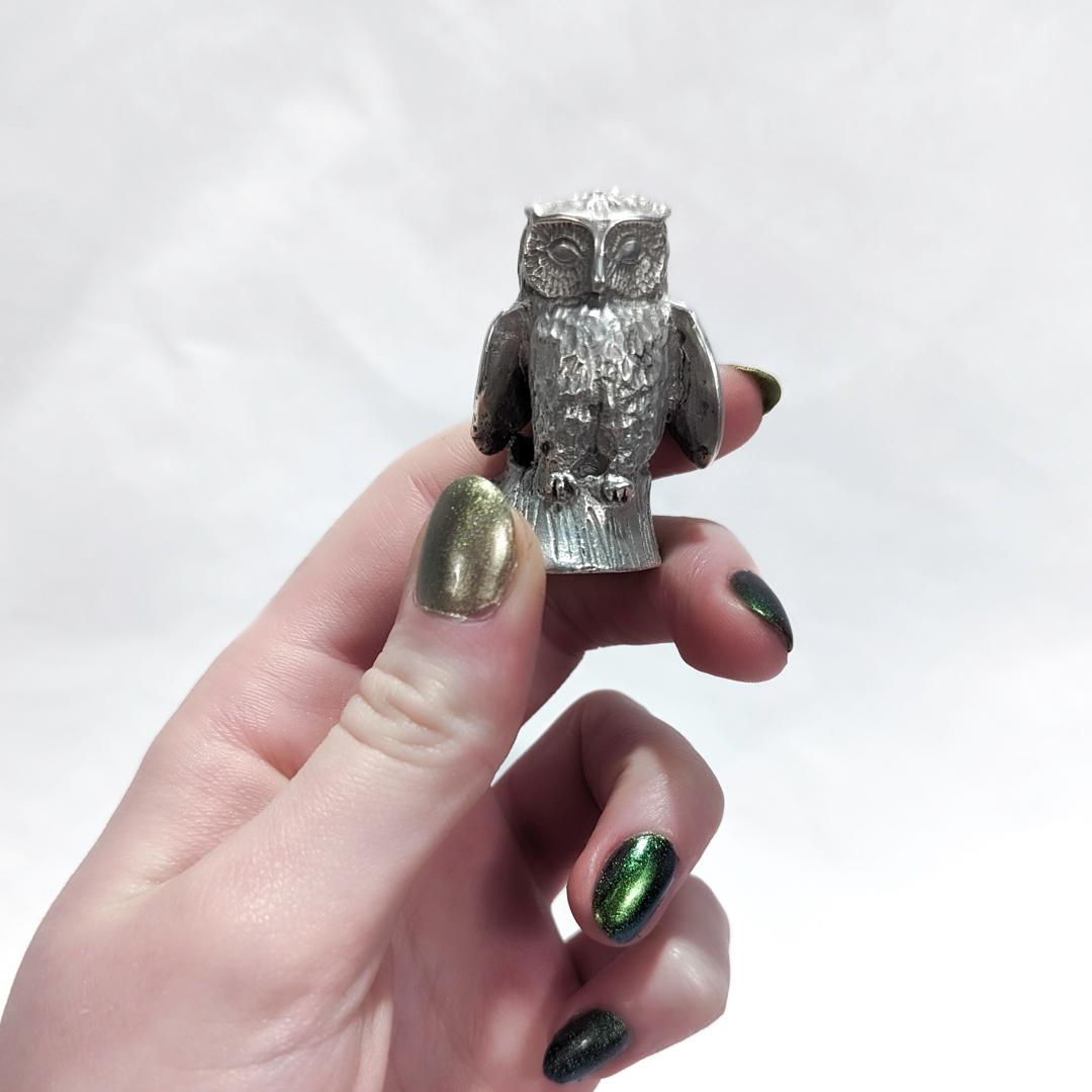 Vintage S. Kirk & Son Sterling Silver Miniature Owl Figurine For Sale 4