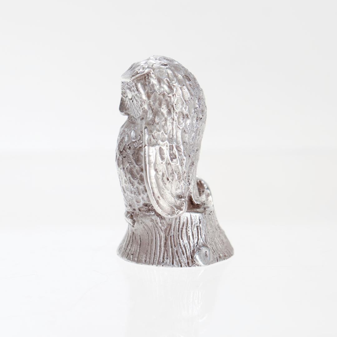 Vintage S. Kirk & Son Sterling Silver Miniature Owl Figurine In Good Condition For Sale In Philadelphia, PA