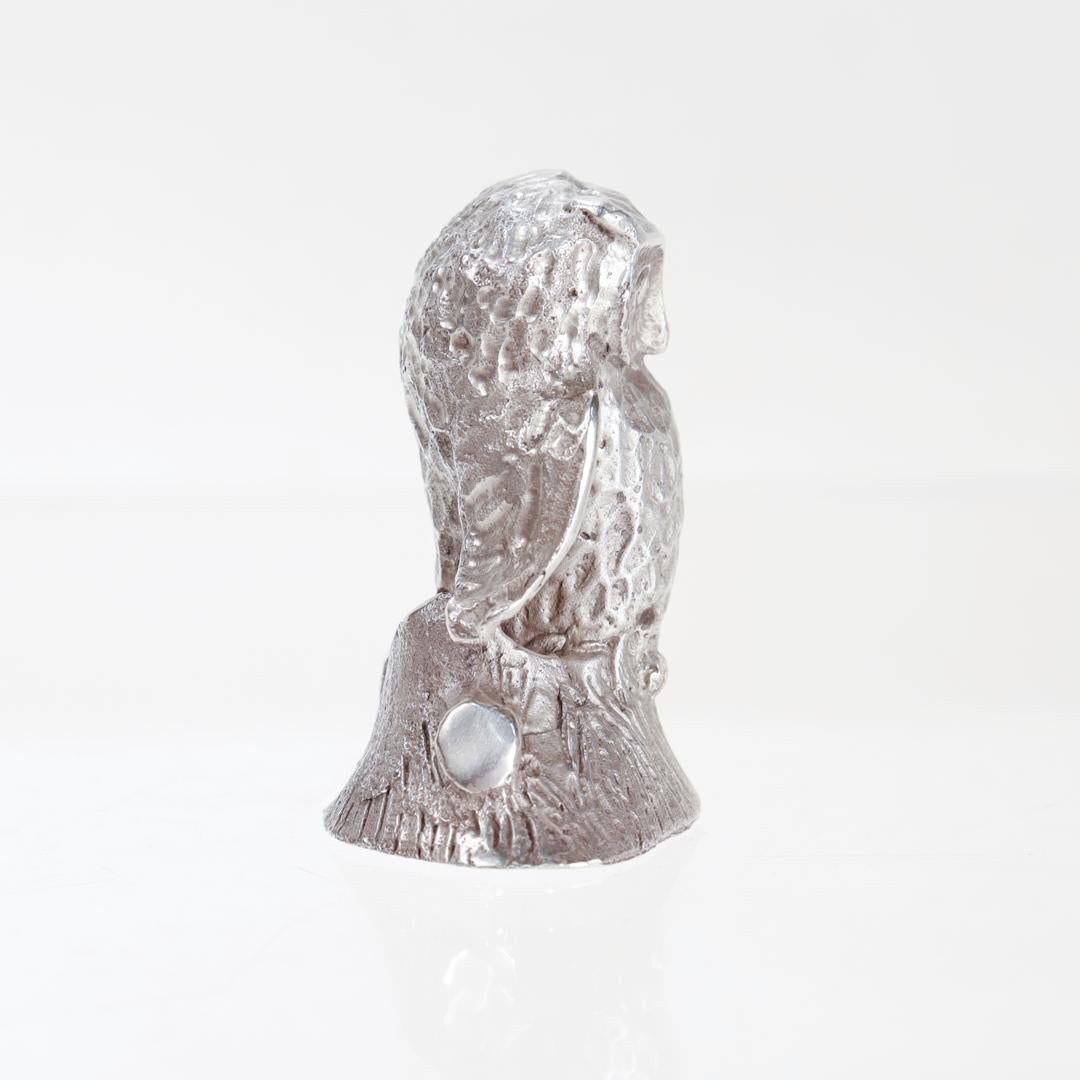 Women's or Men's Vintage S. Kirk & Son Sterling Silver Miniature Owl Figurine For Sale