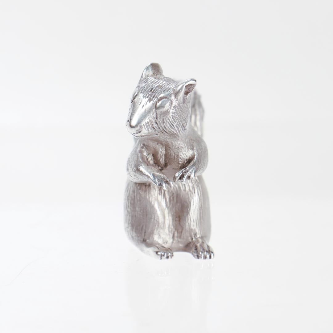 Vintage S. Kirk & Son Sterling Silver Miniature Squirrel Figurine In Good Condition For Sale In Philadelphia, PA