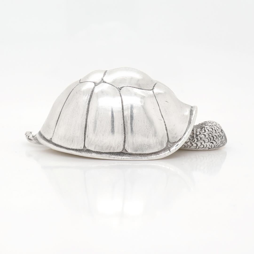 Vintage S. Kirk & Son Sterling Silver Miniature Tortoise or Turtle Figurine For Sale 1