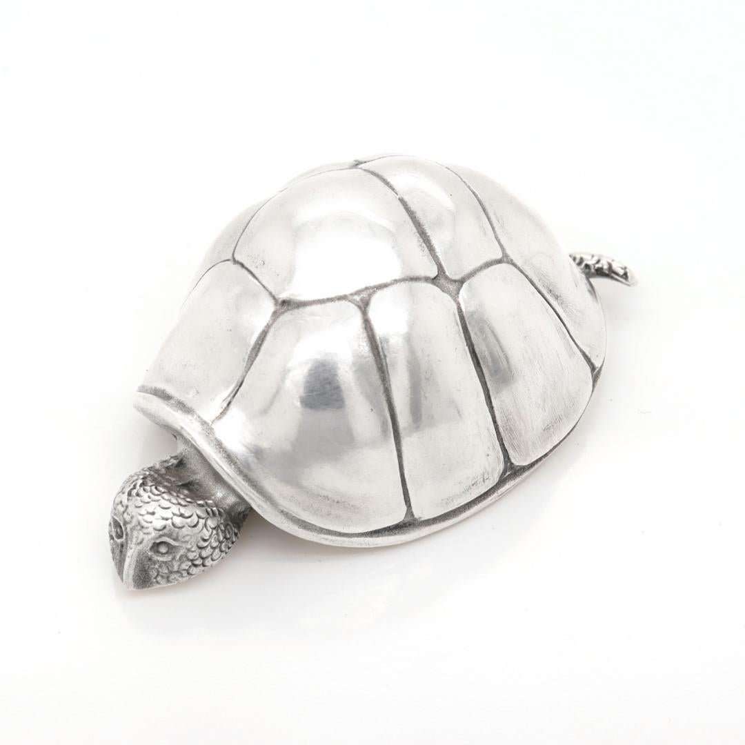 Vintage S. Kirk & Son Sterling Silver Miniature Tortoise or Turtle Figurine For Sale 4
