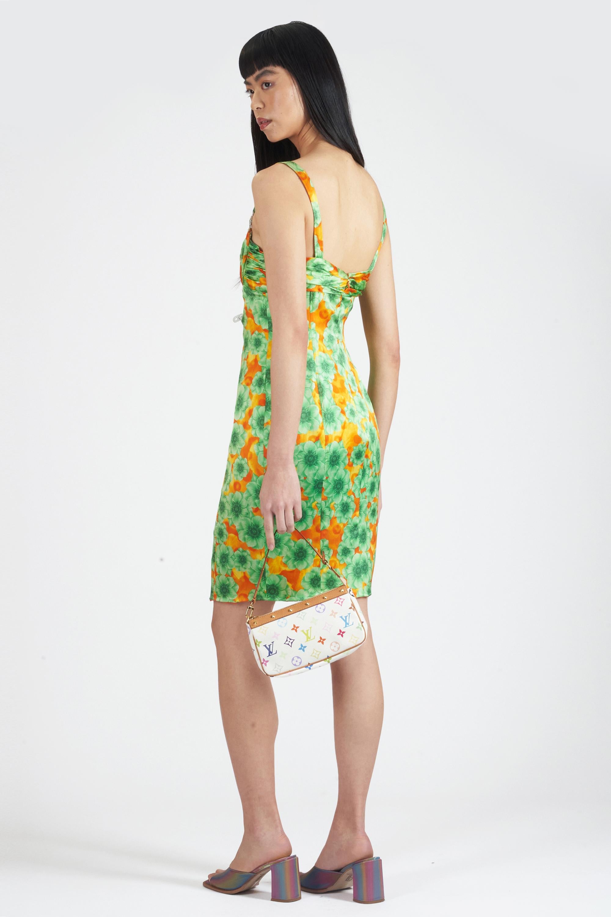 Vintage Versace S/S 1990s Floral Dress In Excellent Condition For Sale In London, GB