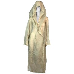 Vintage S/S 1991 Azzedine Alaia Sheer Star Print Long Hooded Dress Coat