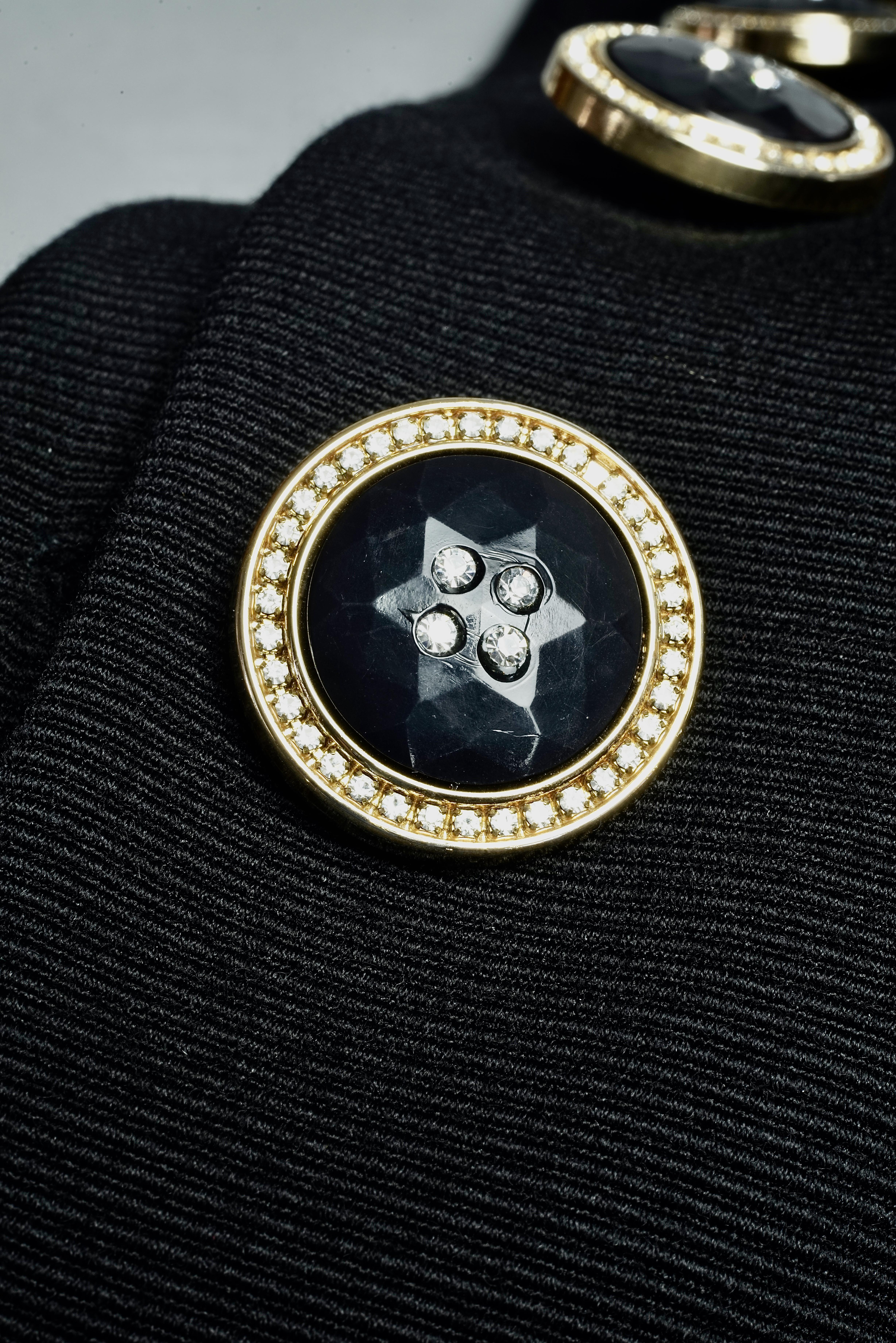 Vintage S/S 1991 GIANNI VERSACE Couture Bucket Pocket Black Wool Blazer Jacket 6