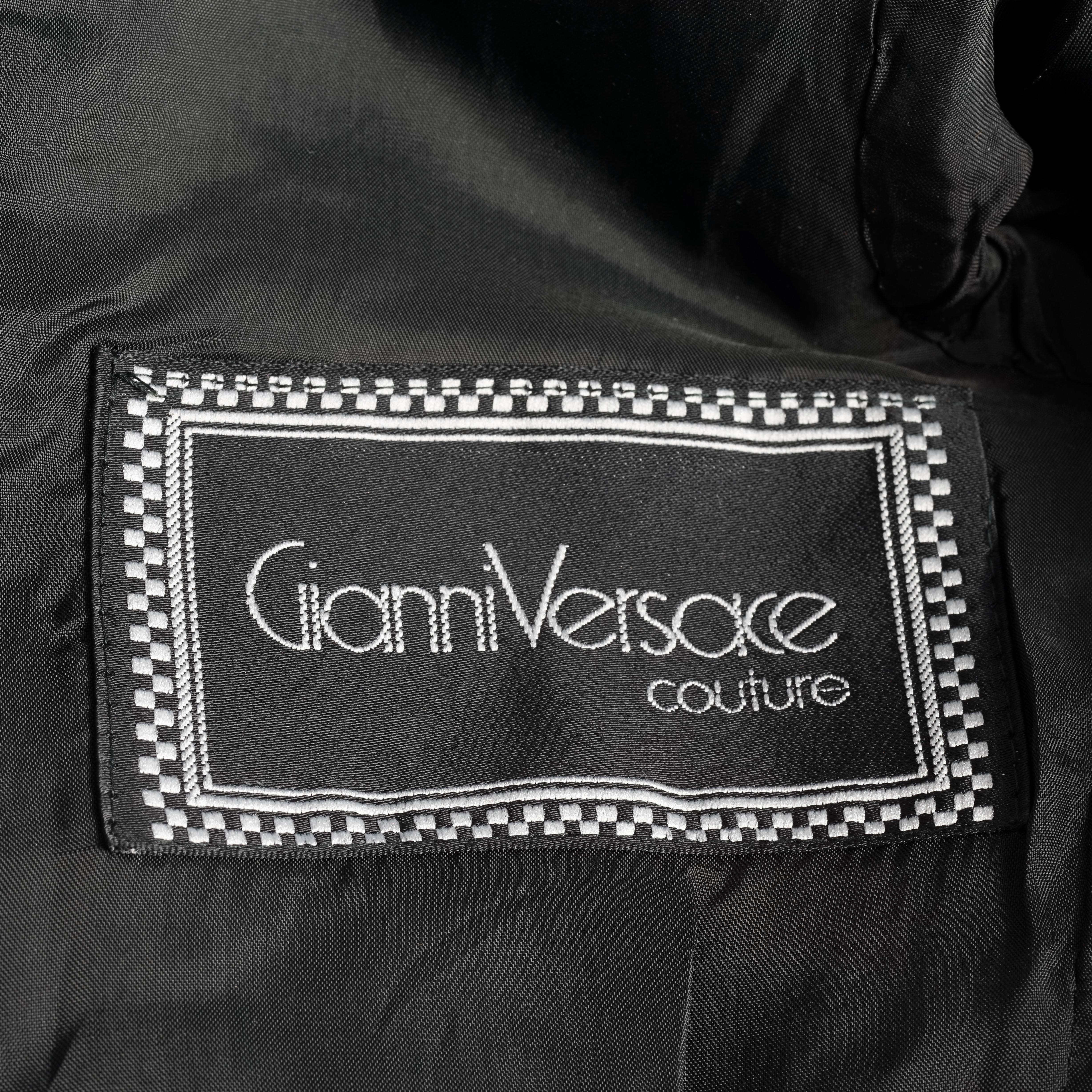 Vintage S/S 1991 GIANNI VERSACE Couture Bucket Pocket Black Wool Blazer Jacket 7