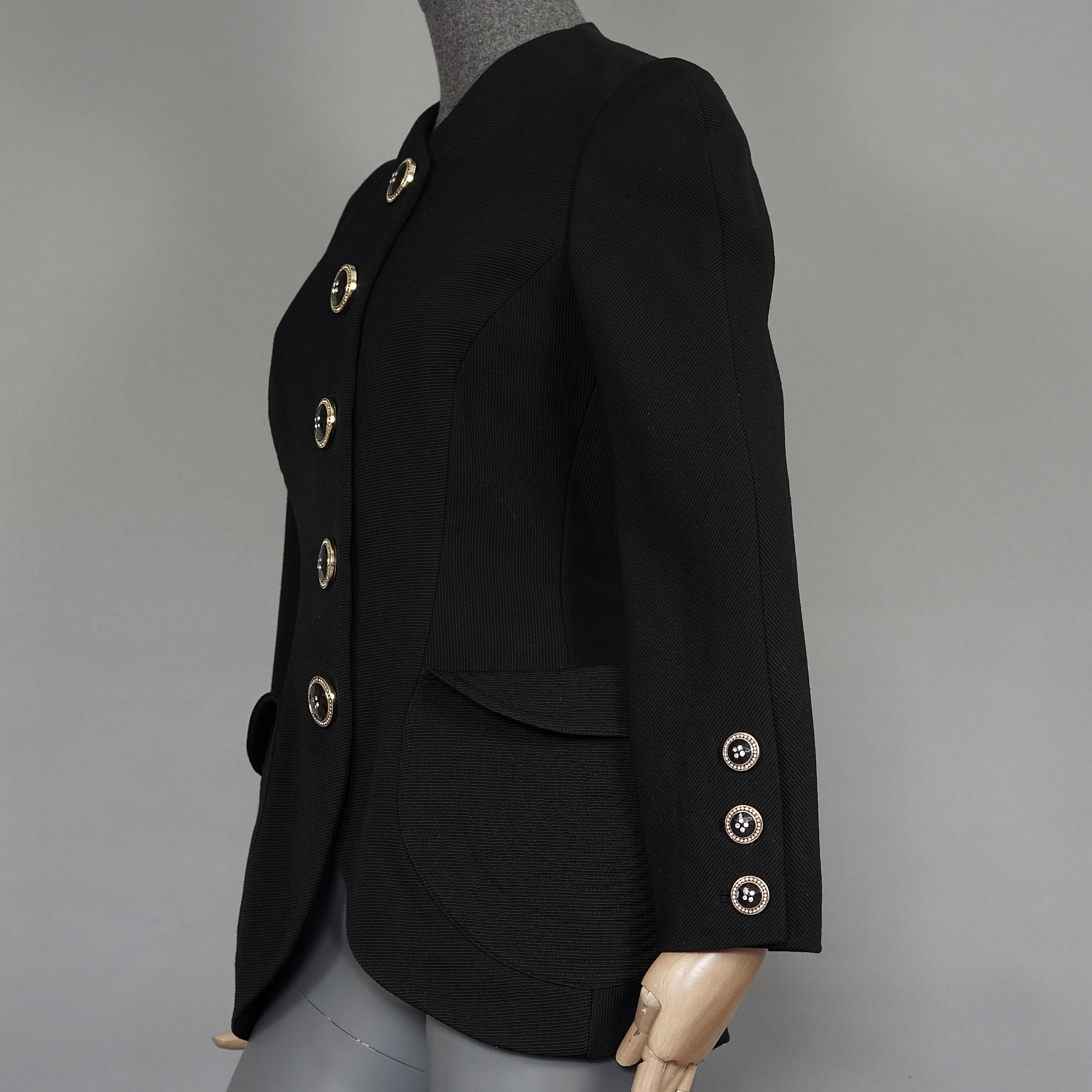 Vintage S/S 1991 GIANNI VERSACE Couture Bucket Pocket Black Wool Blazer Jacket In Excellent Condition In Kingersheim, Alsace