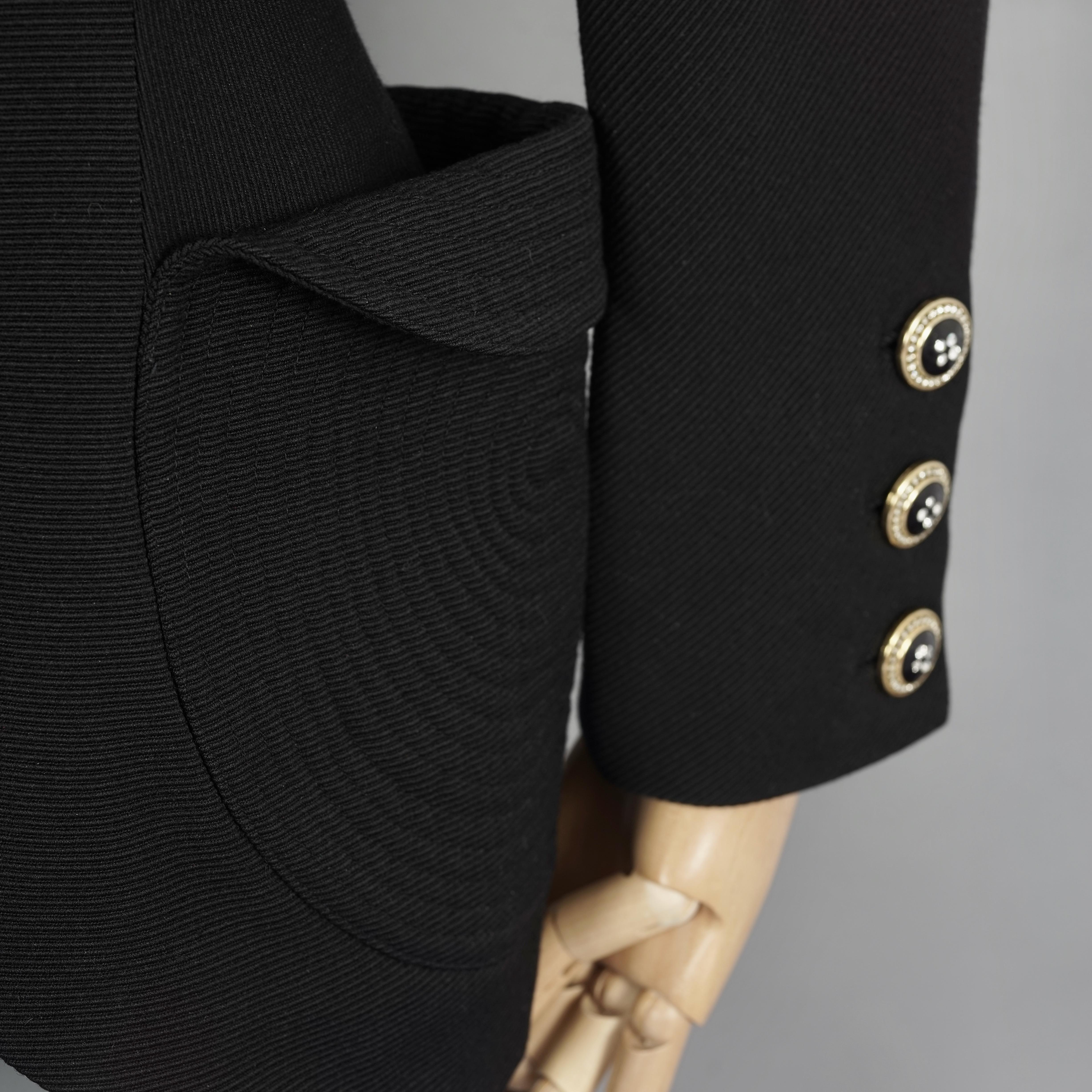 Vintage S/S 1991 GIANNI VERSACE Couture Bucket Pocket Black Wool Blazer Jacket 3