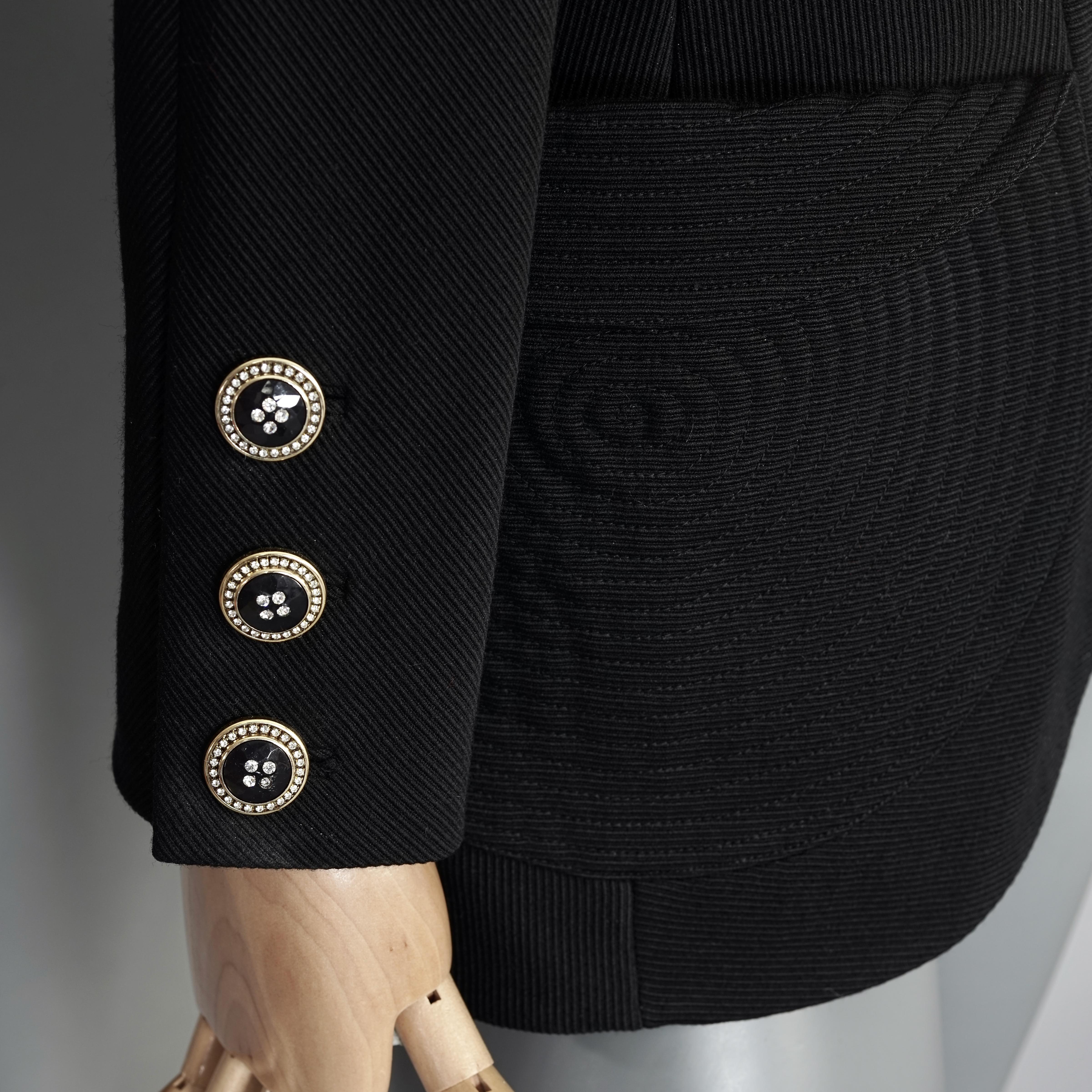 Vintage S/S 1991 GIANNI VERSACE Couture Bucket Pocket Black Wool Blazer Jacket 4