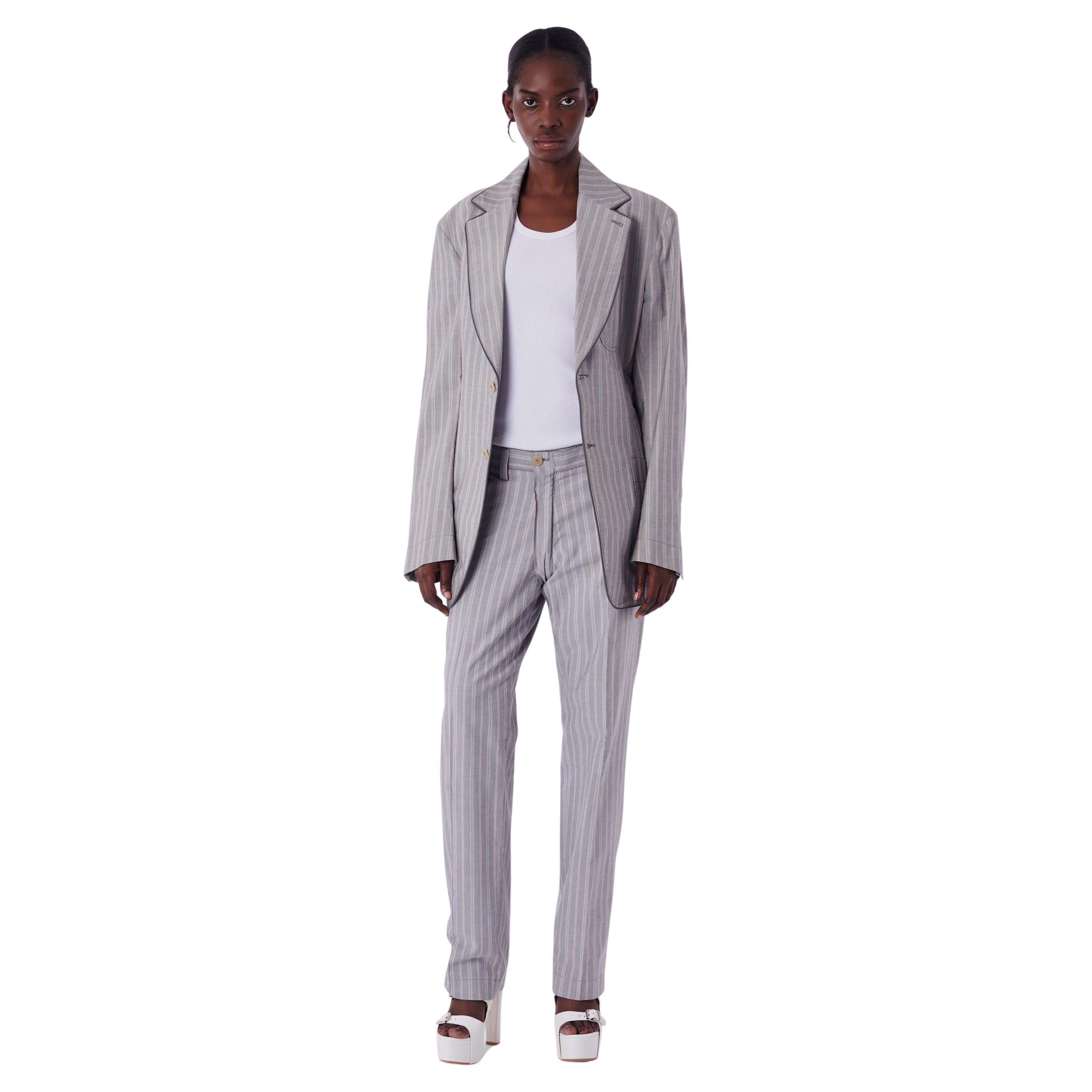 Vintage S/S 1991 Pinstripe grey Suit en vente