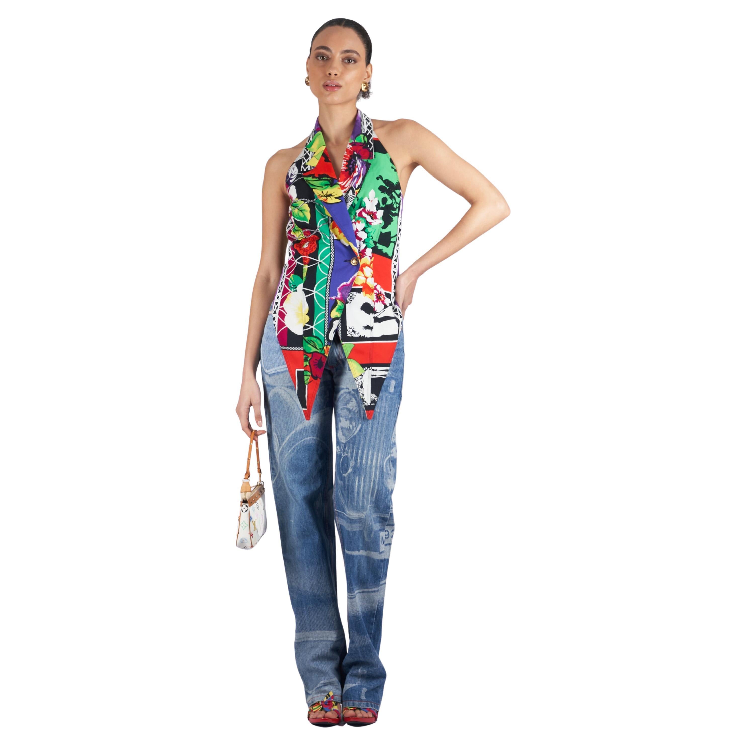 Vintage Versace S/S 1993 Pop Floral Halterneck For Sale