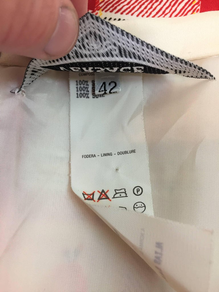 Vintage S/S 1994 Atelier Versace Silk Gingham Plaid Floral Pinafore