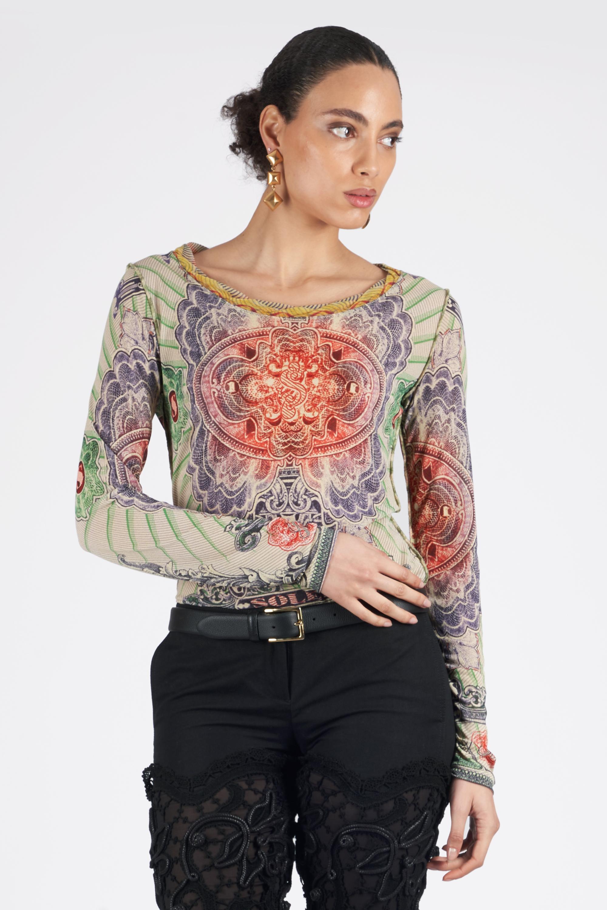Women's Vintage S/S 1994 Banknote Mesh Top For Sale