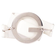 Retro S/S 1995 White Leather G Logo Ring Belt