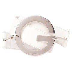 Vintage S/S 1995 White Leather G Logo Ring Belt